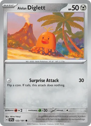 Alolan Diglett 122/191 Common, Surging Sparks Pokémon TCG card