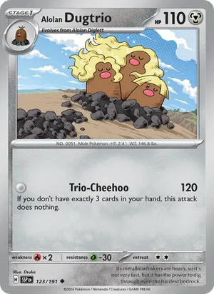 Alolan Dugtrio 123/191 Uncommon, Surging Sparks Pokémon TCG card
