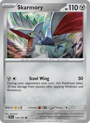 Skarmory 124/191 Common, Surging Sparks Pokémon TCG card