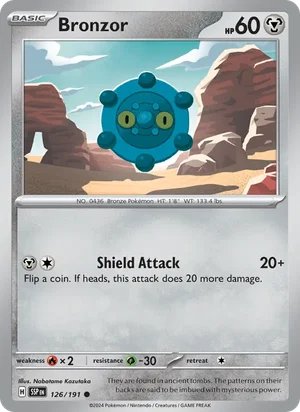 Bronzor 126/191 Common, Surging Sparks Pokémon TCG card