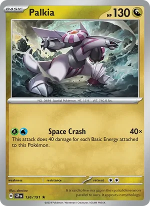 Palkia 136/191 Rare, Surging Sparks Pokémon TCG card