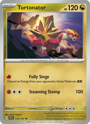 Turtonator 137/191 Uncommon, Surging Sparks Pokémon TCG card