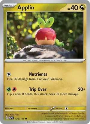 Applin 138/191 Common, Surging Sparks Pokémon TCG card
