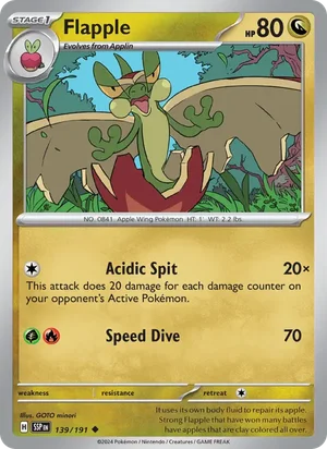 Flapple 139/191 Uncommon, Surging Sparks Pokémon TCG card