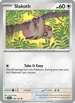Slakoth 145/191 Common, Surging Sparks Pokémon TCG card