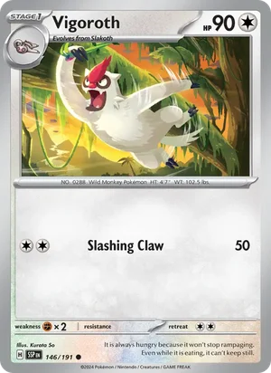 Vigoroth 146/191 Common, Surging Sparks Pokémon TCG card