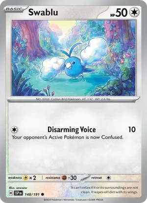 Swablu 148/191 Common, Surging Sparks Pokémon TCG card