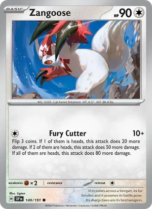 Zangoose 149/191 Common, Surging Sparks Pokémon TCG card