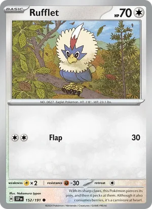Rufflet 152/191 Common, Surging Sparks Pokémon TCG card