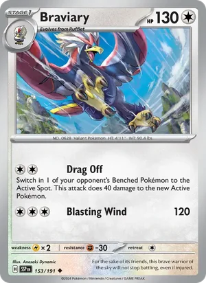 Braviary 153/191 Uncommon, Surging Sparks Pokémon TCG card