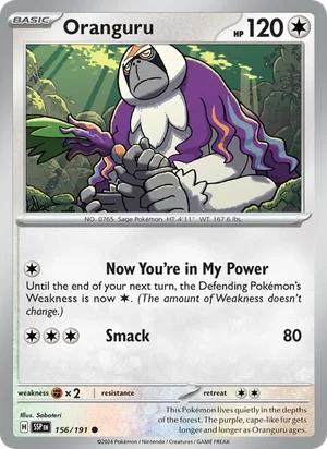 Oranguru 156/191 Common, Surging Sparks Pokémon TCG card