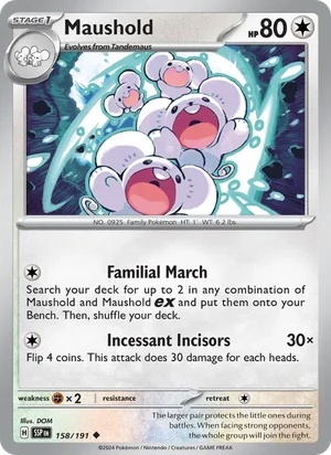 Maushold 158/191 Uncommon, Surging Sparks Pokémon TCG card