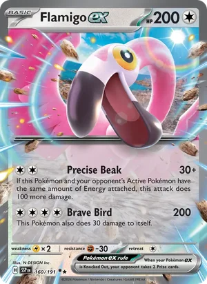 Flamigo ex 160/191 Double Rare, Surging Sparks Pokémon TCG card