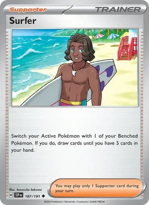 Surfer 187/191 Uncommon, Surging Sparks Pokémon TCG card