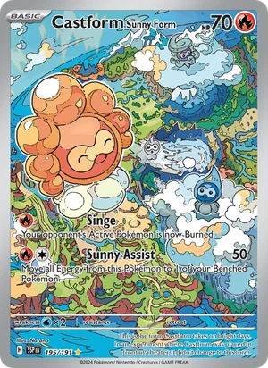 Castform Sunny Form 195/191 Illustration Rare, Surging Sparks Pokémon TCG card