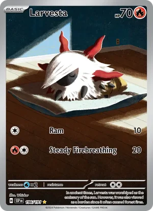 Larvesta 196/191 Illustration Rare, Surging Sparks Pokémon TCG card