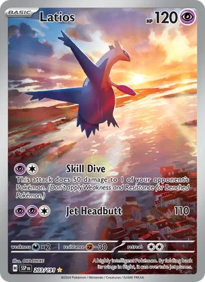 Latios 203/191 Illustration Rare, Surging Sparks Pokémon TCG card