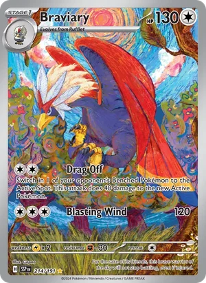 Braviary 214/191 Illustration Rare, Surging Sparks Pokémon TCG card