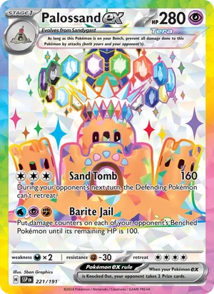 Palossand ex 221/191 Ultra Rare, Surging Sparks Pokémon TCG card