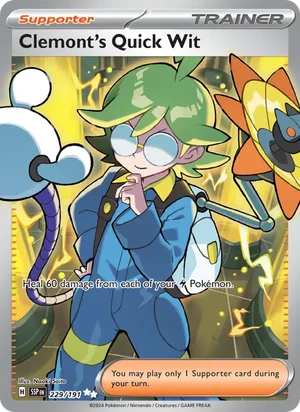 Clemont's Quick Wit 229/191 Ultra Rare, Surging Sparks Pokémon TCG card