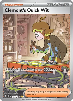 Clemont's Quick Wit 243/191 Special Illustration Rare, Surging Sparks Pokémon TCG card