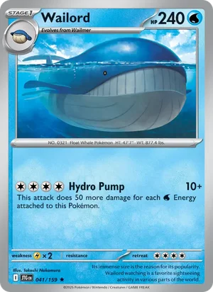 Wailord Journey Together Pokémon TCG Rare 041