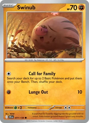 Swinub Journey Together Pokémon TCG Common 077