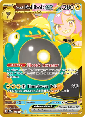 Iono's Bellibolt ex Journey Together Pokémon TCG Hyper Rare 188