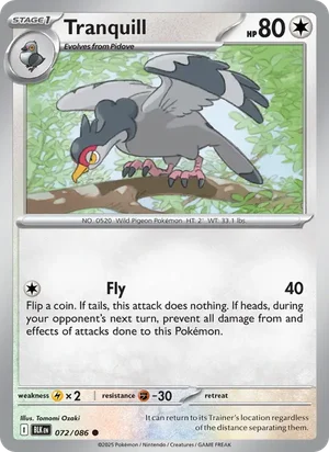 Tranquill SV Black Bolt Pokémon TCG Common 072