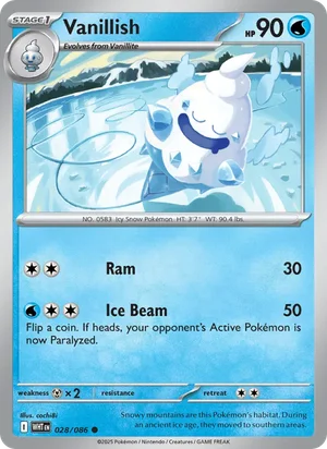 Vanillish SV White Flare Pokémon TCG Common 028