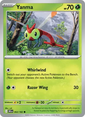 Yanma 002/182 Common, Destined Rivals Pokémon TCG card