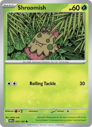 Shroomish 005/182 Common, Destined Rivals Pokémon TCG card