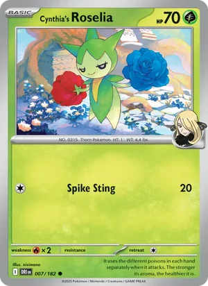 Cynthia's Roselia 007/182 Common, Destined Rivals Pokémon TCG card