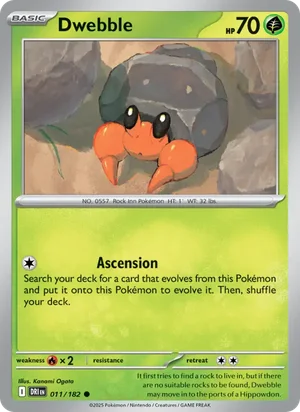 Dwebble 011/182 Common, Destined Rivals Pokémon TCG card
