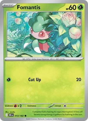 Fomantis 013/182 Common, Destined Rivals Pokémon TCG card