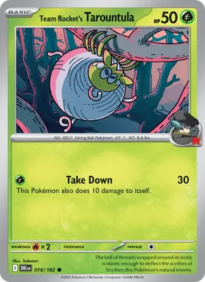 Team Rocket's Tarountula 019/182 Common, Destined Rivals Pokémon TCG card