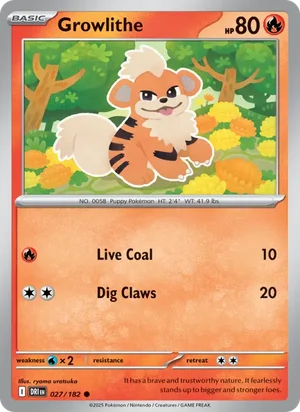 Growlithe 027/182 Common, Destined Rivals Pokémon TCG card
