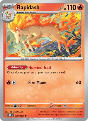 Rapidash 030/182 Uncommon, Destined Rivals Pokémon TCG card