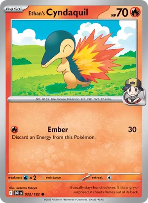 Ethan's Cyndaquil 032/182 Common, Destined Rivals Pokémon TCG card