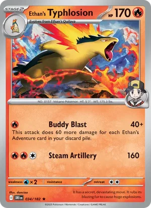 Ethan's Typhlosion 034/182 Rare, Destined Rivals Pokémon TCG card