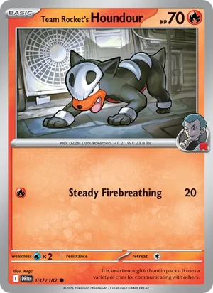 Team Rocket's Houndour 037/182 Common, Destined Rivals Pokémon TCG card