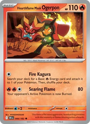 Hearthflame Mask Ogerpon 044/182 Uncommon, Destined Rivals Pokémon TCG card