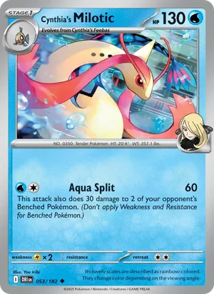 Cynthia's Milotic 053/182 Uncommon, Destined Rivals Pokémon TCG card