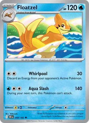 Floatzel 058/182 Uncommon, Destined Rivals Pokémon TCG card