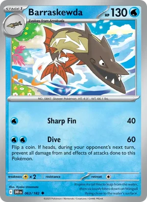 Barraskewda 063/182 Uncommon, Destined Rivals Pokémon TCG card