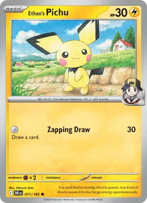 Ethan's Pichu 071/182 Common, Destined Rivals Pokémon TCG card