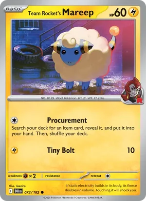 Team Rocket's Mareep 072/182 Common, Destined Rivals Pokémon TCG card