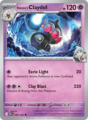 Steven's Claydol 084/182 Uncommon, Destined Rivals Pokémon TCG card