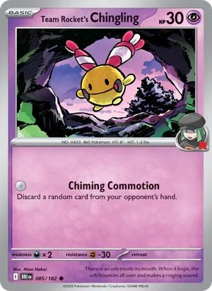 Team Rocket's Chingling 085/182 Common, Destined Rivals Pokémon TCG card