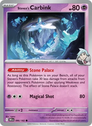 Steven's Carbink 086/182 Common, Destined Rivals Pokémon TCG card